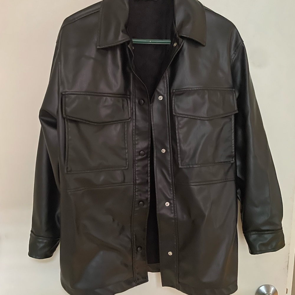 Faux leather Zara button up